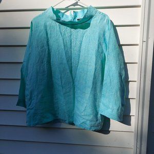 APNY Green/ Teal Color Linen Blouse Tunic Top New Without Tags Fab!